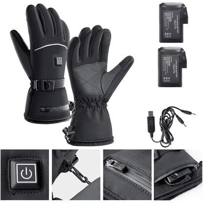 Battery-Powered Electric Heated Motorcycle Gloves with Touch Screen, Waterproof and Thermal Insulation for Outdoor Sports